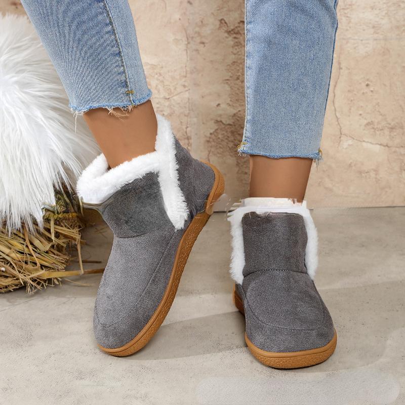 

Модные женские хлопковые туфли на плоской подошве 2024 Зимняя новинка Теплые Большого размера Однотонные Противоскользящие с флисовой стелькой Ботинки Кроссовки 36 серый