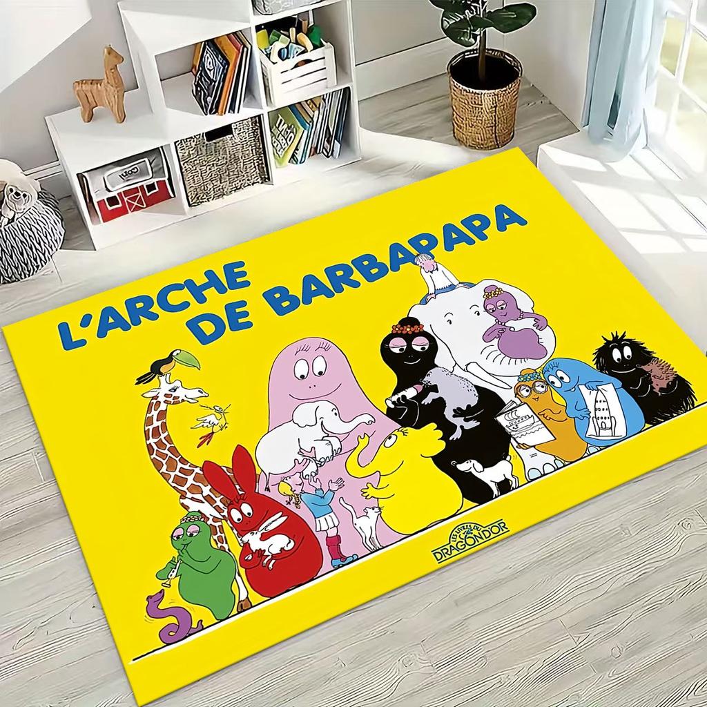 Cartoon Les Barbapapa Barbamama Family Rug for Bedroom Living Room Sofa Home Doormat Decor, Large Kids Play Non-slip Floor Mat
