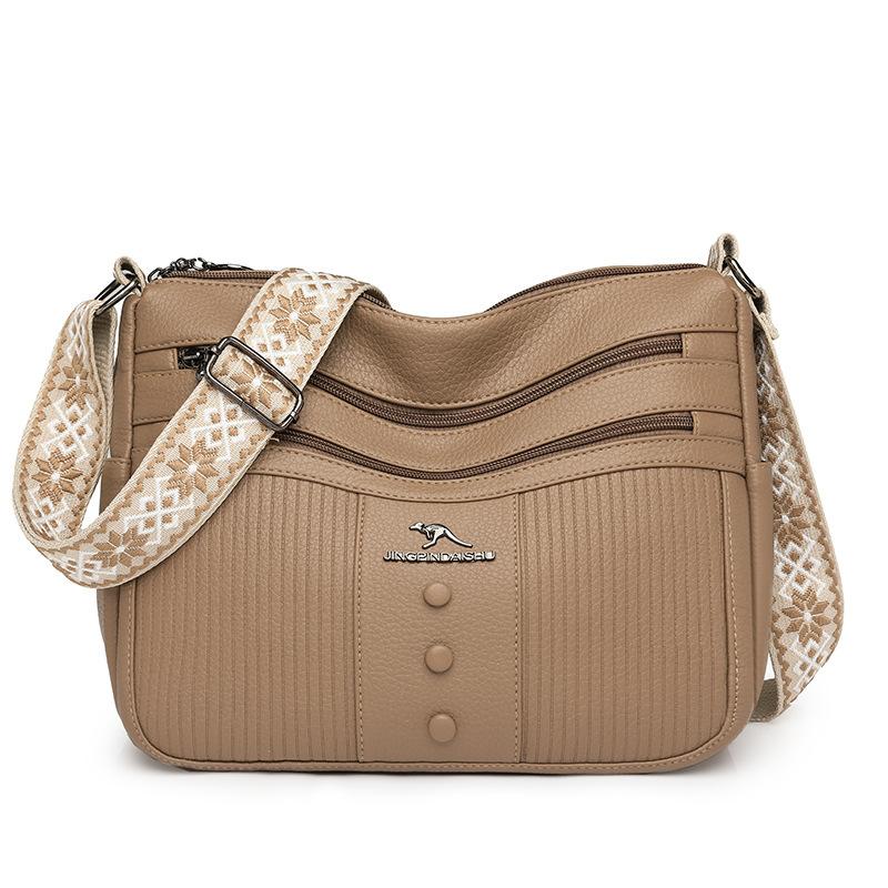 Fashionable and Simple Multi-layer Crossbody Bag, Soft Leather Single-shoulder Bag, Women's Underarm Bag