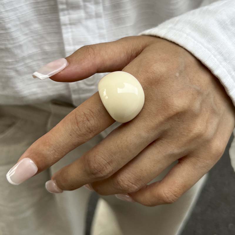 Y2K Vintage Unregelmäßige Glatte Harz Kunststoff Ringe für Damen Neuer Trend Boho Geometrische Fingerringe Ästhetischer Party Schmuck Geschenke
