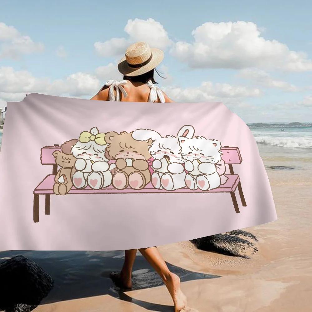 Cute Cat Mikko I-illustrations Microfiber Beach Towel Absorbent Quick dry Soft Yoga Swimming Resort Mountain Climbing Towel