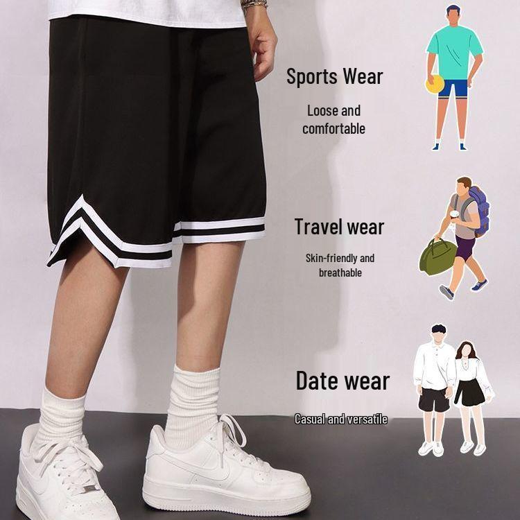 Men's Casual Loose Fit Basketball Shorts with Pockets - Teen Streetwear Summer Style