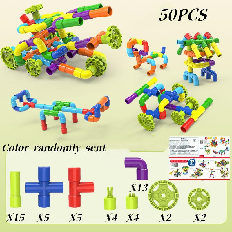 new DIY Water Building Blocks Toys Children Educational Tube Water-pipe Blocks Pipeline Building Construction Toys