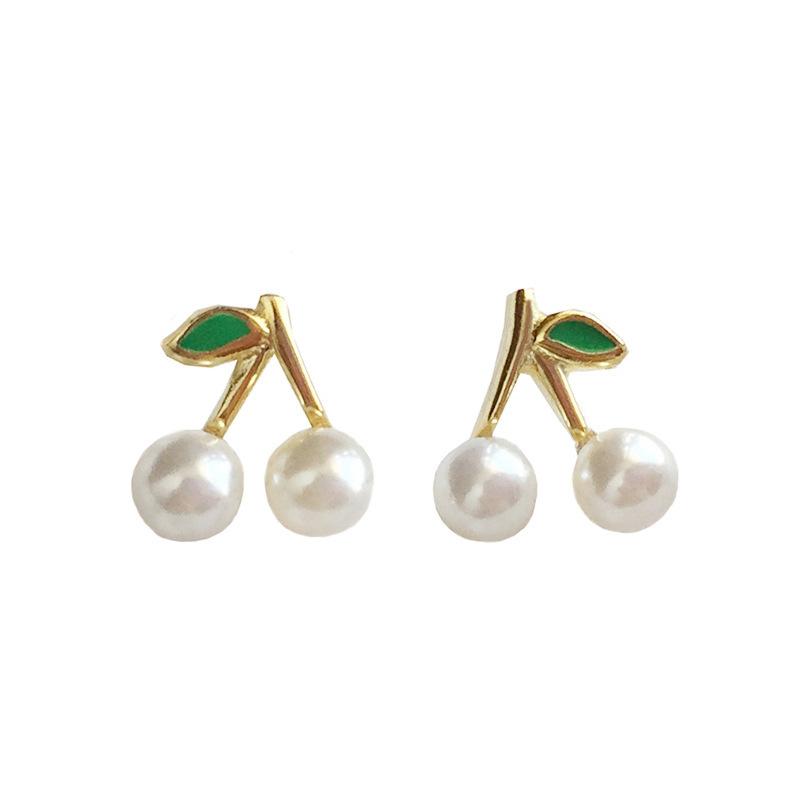 Cherry Stud Earrings Women's Small Fruit Earrings Simple Temperament Sleep Free Earrings Basic Daily Trinkets
