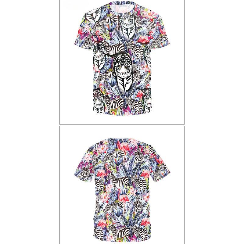 Summer Round Neck 3D Animal and Fantasy Print Top Fashionable Casual Short Sleeved Men's T-shirts