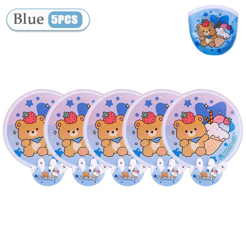 1-40PCS Cartoon Foldable Fan Summer Cute Mini Round Fan Creative Small Fresh Pocket Fan Simple Portable Collapsible Fan Hand Fan