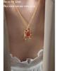 Natural Agate & Czech Diamond Pendant Necklace, 18K Gold Titanium Steel Versatile Collarbone Chain Jewelry