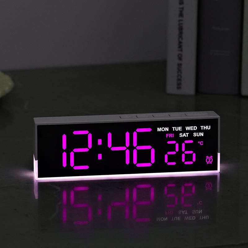 LED Digital Alarm Clock Temperature Week 2 Alarms Ambient Light Brightness Adjustment Bedside Electronic Table Clock USB Powered