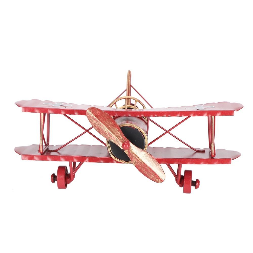 Wrought Iron Metal Biplane Ornament Moving Vintage Aircraft Decor  Home Decoration