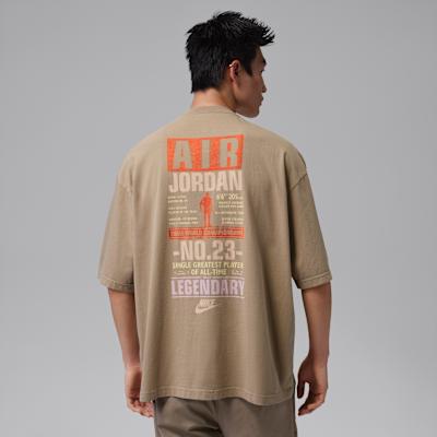 Jordan Flight T Shirts Men s Khaki/Carmine Crew Neck Moderate S