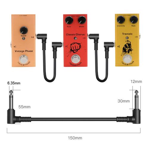 YFFSFDC 15cm Guitar Patch Cables for Guitar Effects, Noise-Reducing, with L-L Plugs, Black (3 Cables)