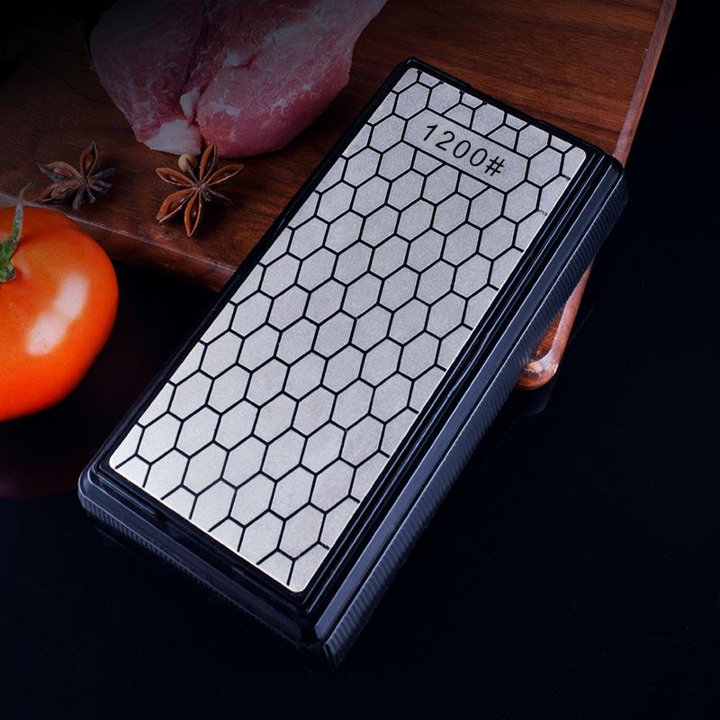 Double-Sided Diamond Kitchen Knife Sharpener Rod with Honeycomb Whetstone Plate