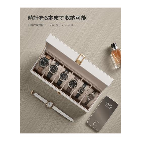 SONGMICS Watch Case, 6 Pieces, PU Watch Storage, Collection Case, with Transparent Window, Watch Box, Accessory Storage, Stylish, Father's Day Gift,