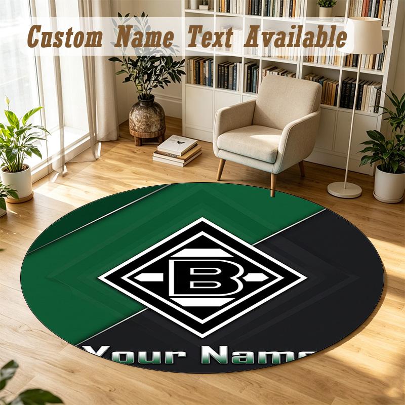 Round Rug Custom NameBorussia Mönchengladbach Pattern Non Slip Carpet Home Floor Decor
