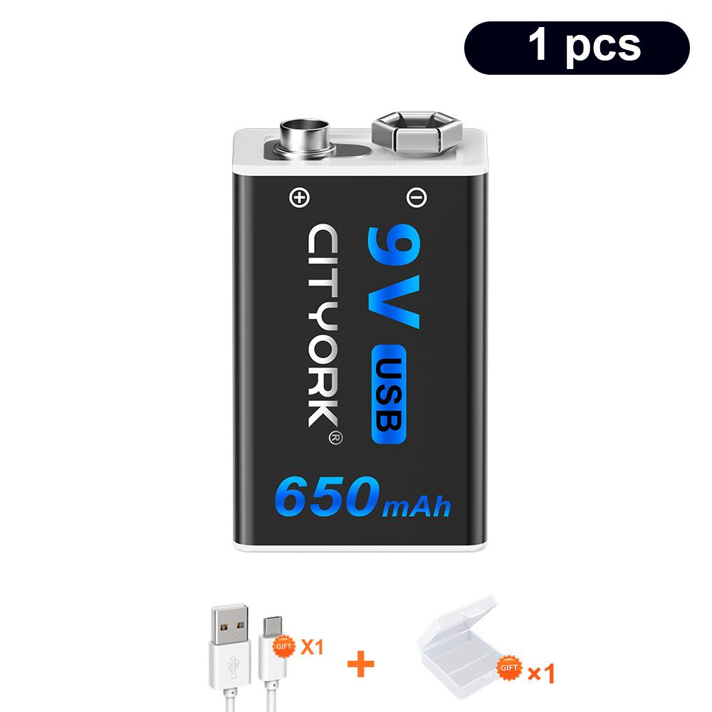 Batteria ricaricabile USB 9V 9V 1200mAh 6F22 Batteria agli ioni di litio Batterie USB per multimetro Metal Detector chitarra elettrica