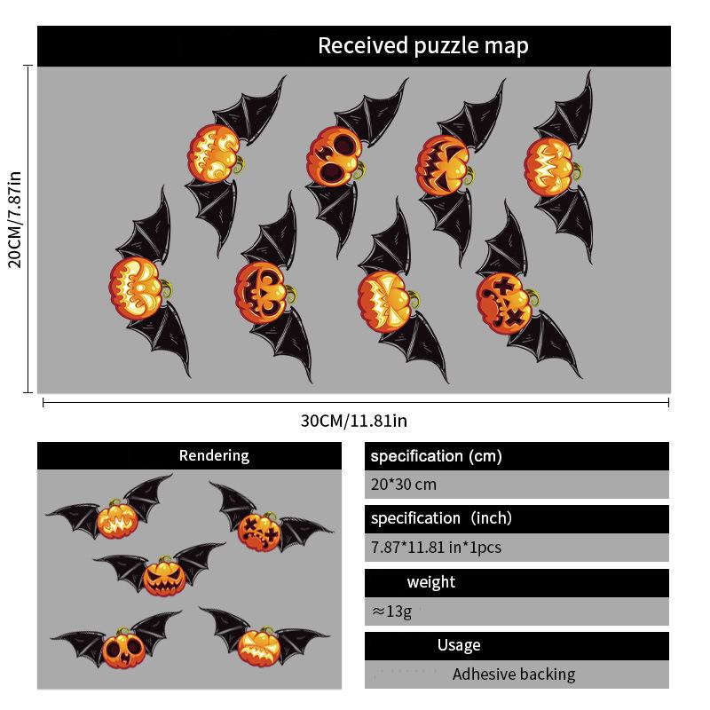 Halloween Wall Stickers Removable Happy Halloween Wall Decals Spooky Pumpkin Ghost Bat Pattern DIY Decor for Home Window Door Party Supplies