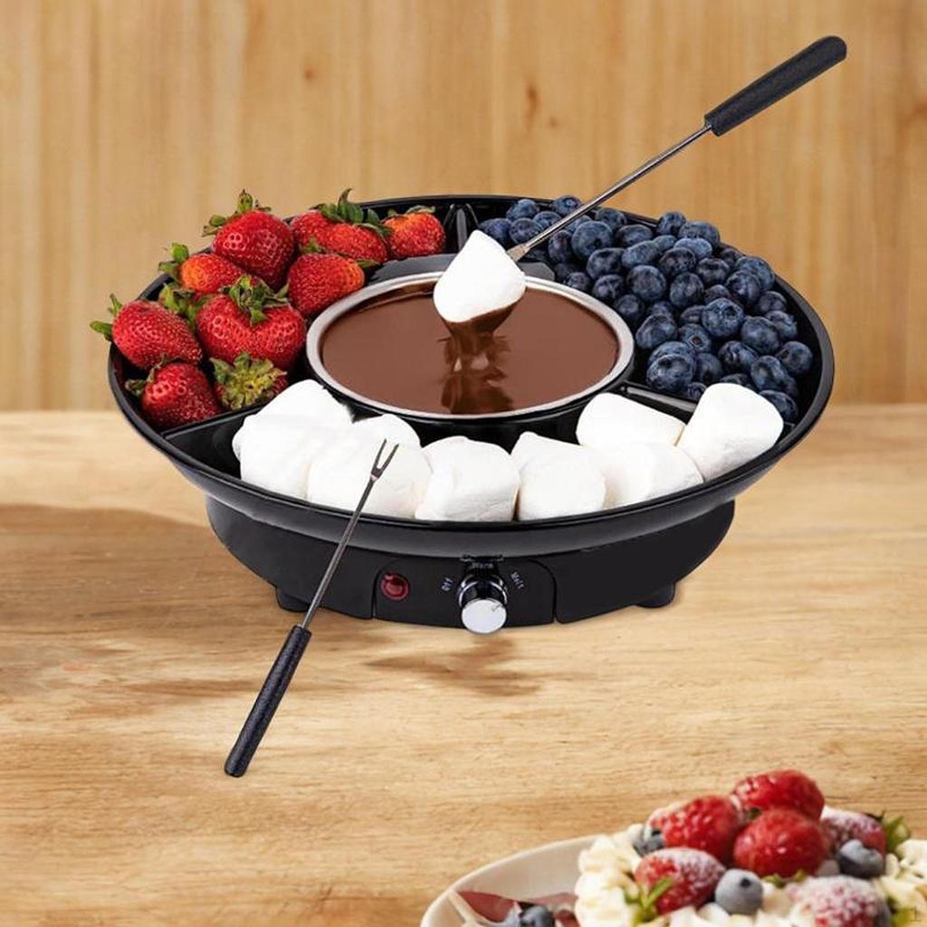 Electric Fondue Pot Set EU Plug Kitchen Gadgets for Dippings Entrees Candies White