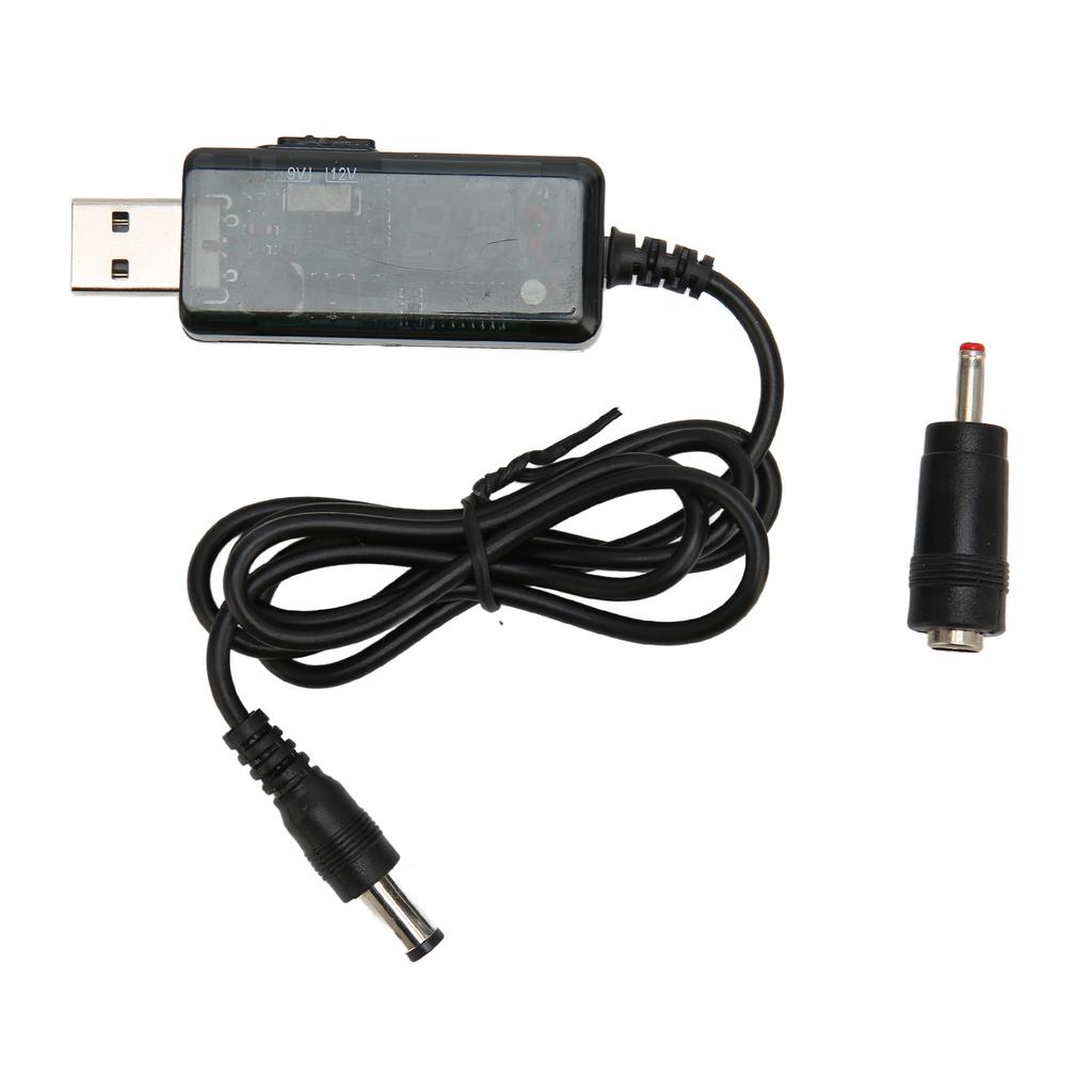 USB Boosting Cable 5V To 9V 12V Adjustable Portable DC USB Step Up Cord with 3.5 X 1.35mm Connector Tip for Fan Table