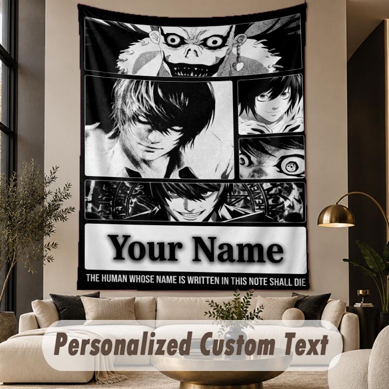 Custom Text Printed Tapestry Death Note Pattern Large Wall Hanging Indoor Room Decor