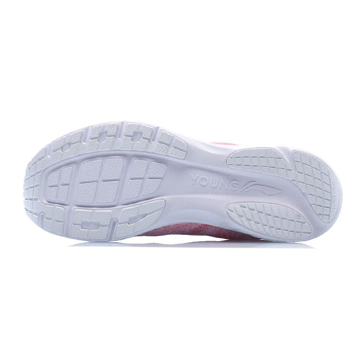 LiNing One-Piece Woven Shock Absorbing Non-Slip Wear-Resistant Breathable Lightweight Low-Top Running Shoes Kids sneaker Pink White YKFP004-4