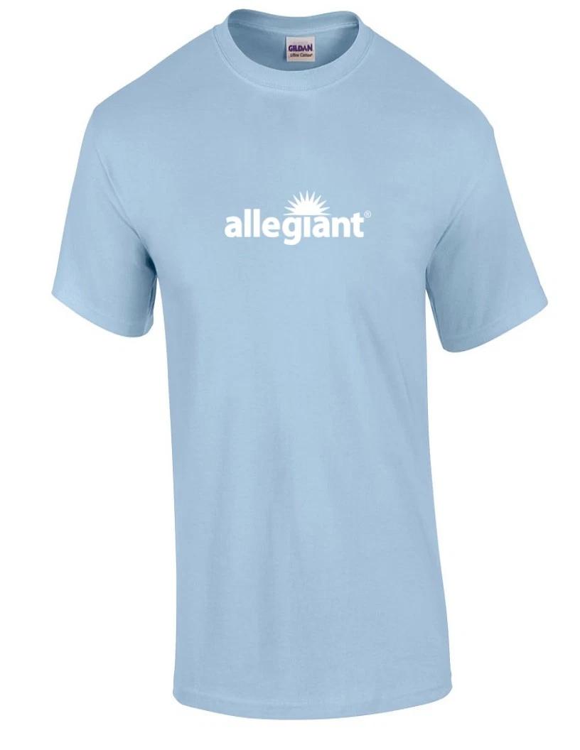 Allegiant Airline White Logo US Aviation Travel Cotton Light Blue T-Shirt S
