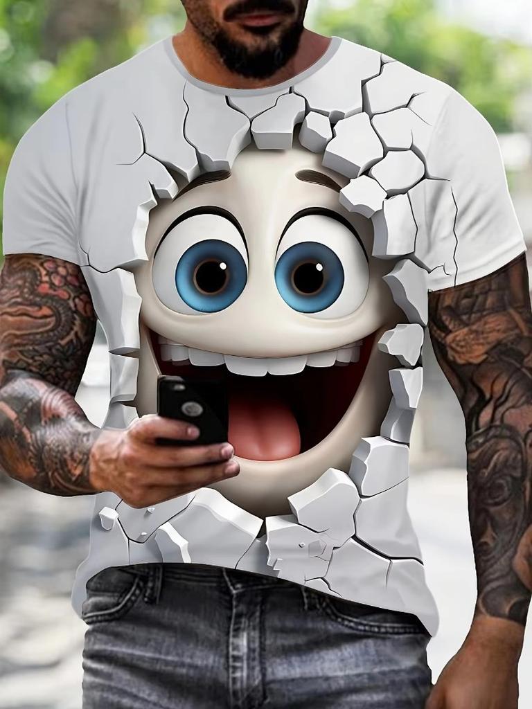 3D Digital Printing Men's Casual Round Neck Short-sleeved T-shirt Versatile and Breathable