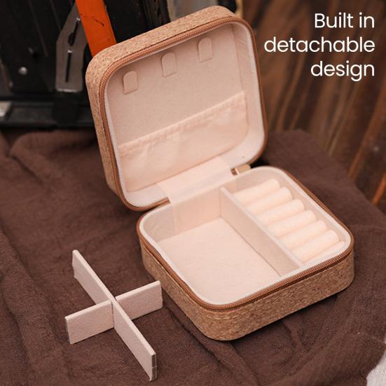 Retro Jewelry Case Portable Travel Jewelry Box Small Jewelry Organizer with Removable Divider Hooks for Earrings Rings Necklaces
