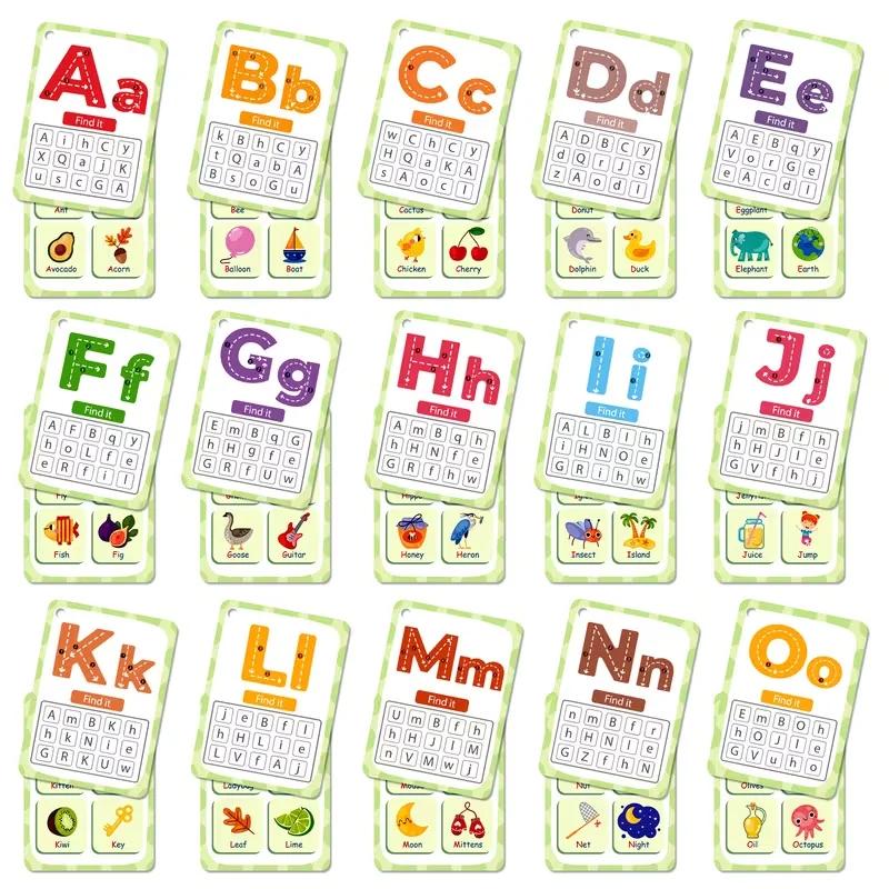 30-Card Alphabet & CVC Flash Cards with Tracing Practice & Find- Educational Flashcards for Preschool
