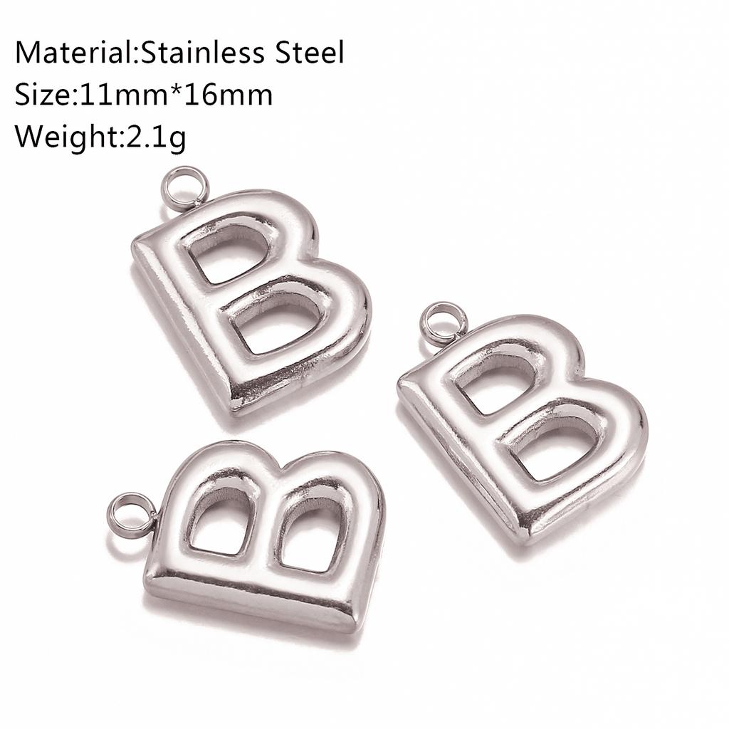 3Pcs Bubble Alphabet Charm Silver Color Stainless Steel Initial English Letter Pendant DIY Bracelet/Necklace Gift Jewelry Making
