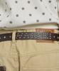 WAIKEI Studded Logo Belt Brown