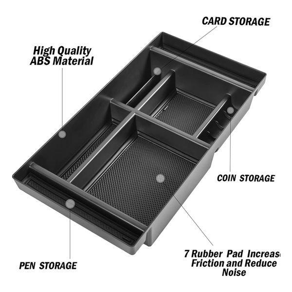 Black ABS Center Console Armrest Storage Box - Compatible with Chevrolet Cars