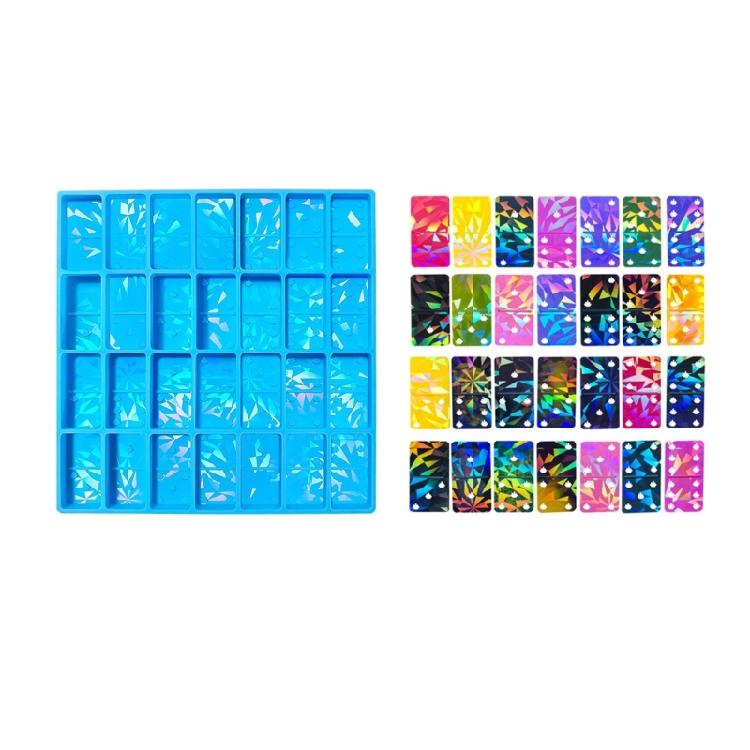 Прочная многоцелевая силиконовая форма для домино для эпоксидной смолы, 28 ячеек, портативная, для изготовления украшений и игровых фишек на заказ