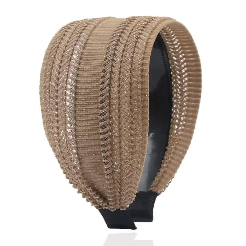 Women's Hair Band Simple Wide Headband with Teeth Non-Slip Hairpin All-Matching Hollow Cover Gray Hair Haar Accessoires Women