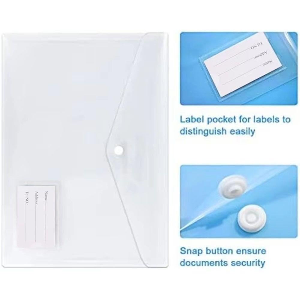 1Pcs with Label Pocket Document Files Folders Clear Envelope Popper Wallets for School Office Home