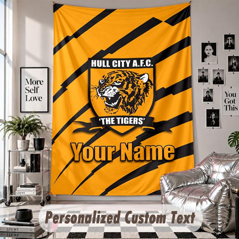 Wall Hanging Tapestry With Custom Name & Text, Hull FC Decorative Tapestry For Bedroom