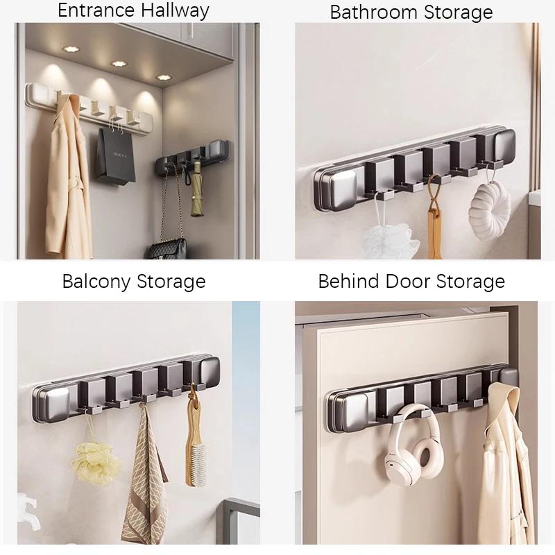 1PCS Suction Cup Hideable Coat Hook,Multi-functional Foldable Door Hooks for Entryway Bathroom,Home Storage Rack with 4/5/6 Hook