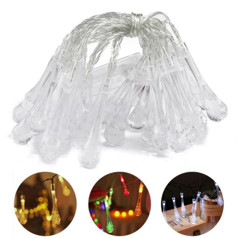 Battery Powered LED Fairy String Lights Raindrop Style Outdoor Waterproof for Christmas Wedding Party Holiday Garden Patio Decorative Lighting