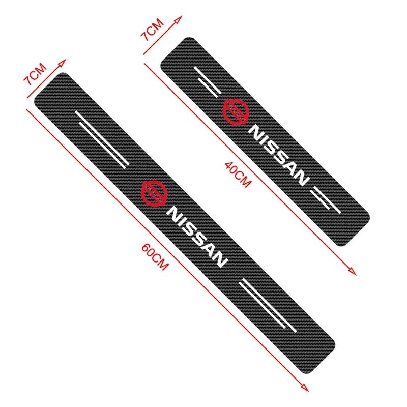 CBKSJY1 4Pcs Car Door Plate Carbon Fiber Threshold Protector Sticker For Nissan Nismo Almera Tiida Juke Teana Qashqai 350Z 370Z GTR