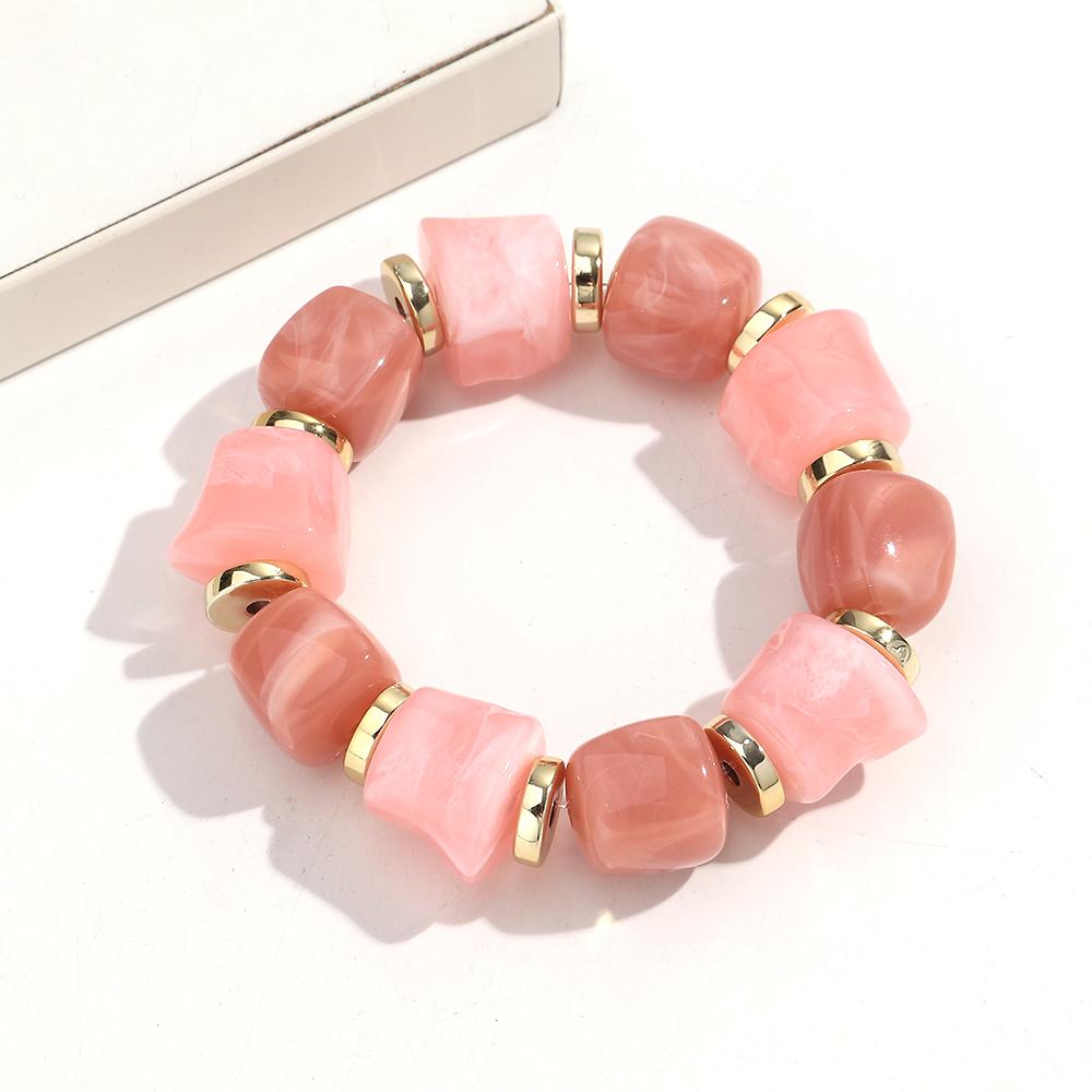 Boho Multicolor Resin Irregular Square Beaded Bracelet for Women Men New Trendy Acrylic Geometric Strechy Bracelet Jewelry Gifts