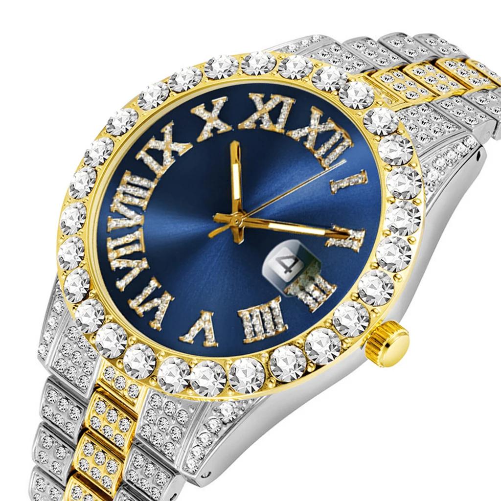 Iced Out Watch Men Luxury Brand Full Diamond Mens Watches AAA CZ Quartz Men's Watch Waterproof Hip Hop Male Clock Gift for Men