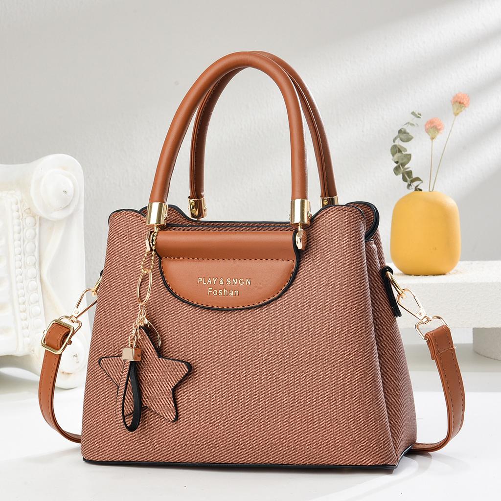 New Fashion Canvas Texture High-value Handbag Multi-layer Large Capacity Fashionable Shoulder Bag Versatile Women's Bag