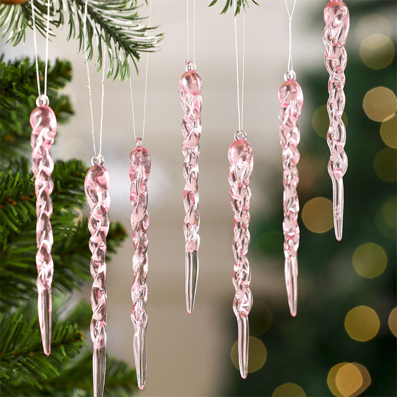 12pcs Crystal Clear Christmas Tree Ornaments Icicle Decorations For Holiday & Winter Party Decor Holiday Decorations