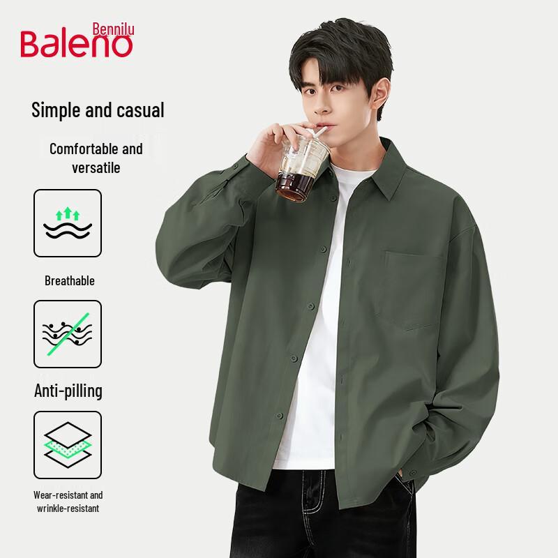 Baleno Men's Japanese Style Casual Long-Sleeve Shirt