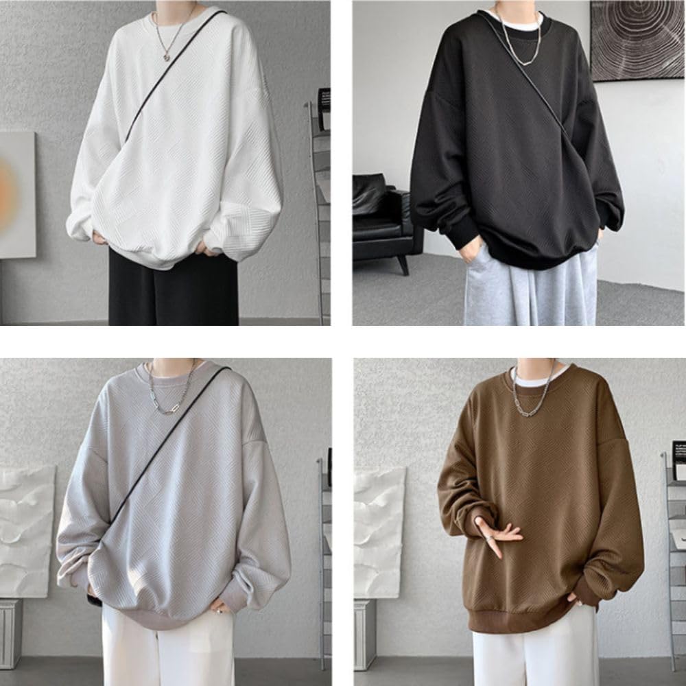 Platilive Autumn Long Solid Crew Loose Plus Size L Men's Sweatshirt, Clothes, Sleeve, Color, Stylish, Popular, Neck, Fit, Casual, Sizes, Loungewear,