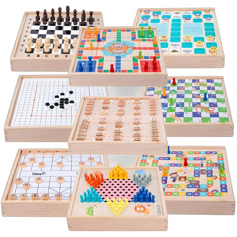 Brangdy Pine Wood 2-in-1 Multi-Game Set