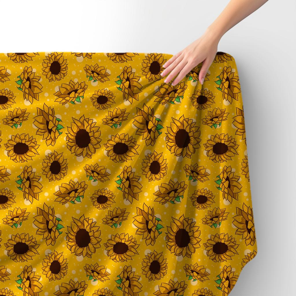 Royal Samt Stoff Polyester Zum Nähen - Motiv Sonnenblumen Auf Gelbem