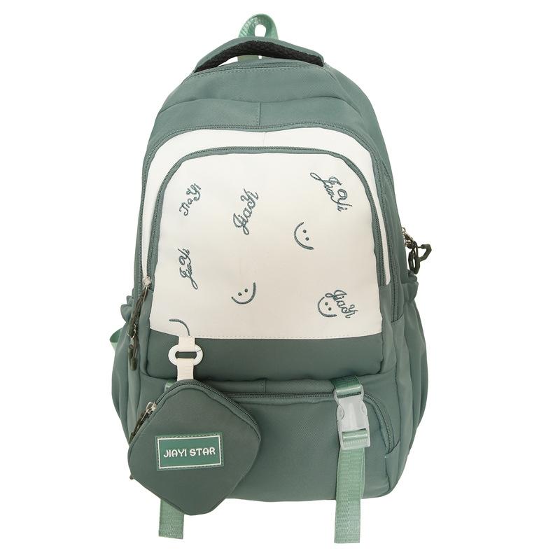 Student Schoolbag Color Contrast Backpack Women's Large Capacity Backpack with Coin Purse
