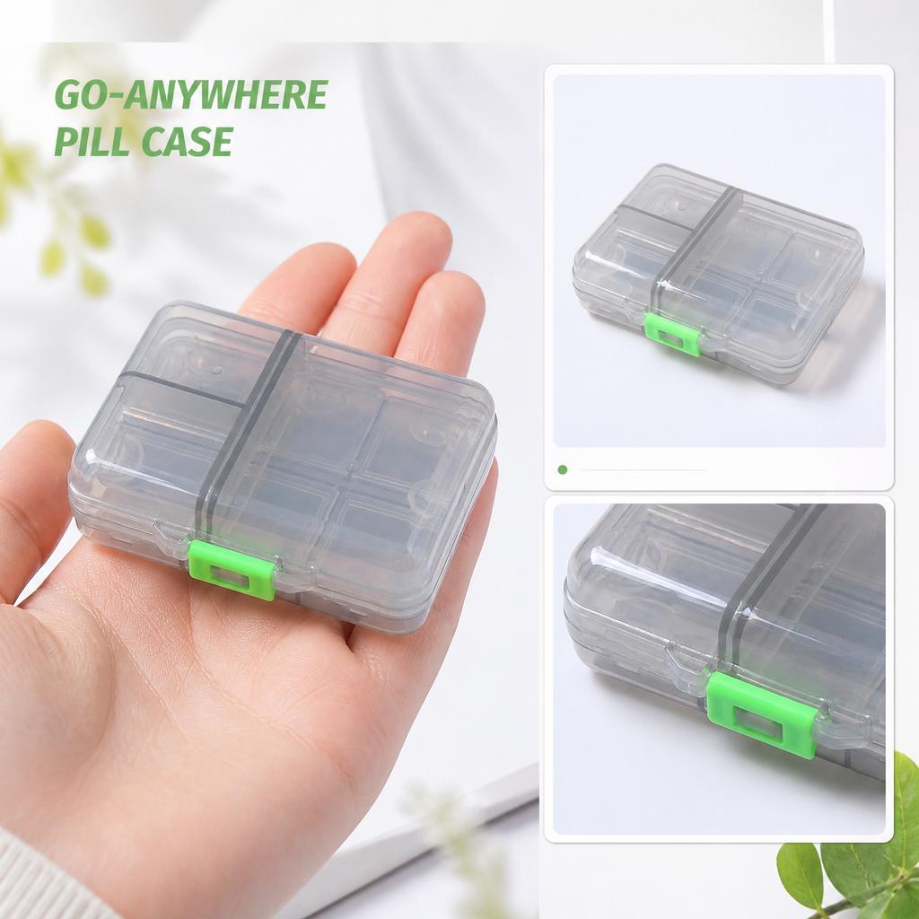 Portable Nine Compartment Plastic Pill Organizer Box for Travel Home Storage Medication Supplement Case