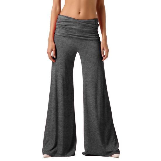 

Yoga Pants Pleated Texture Elastic High Waist Wide Leg Leisure Pants Pure Color Loose Fit Long Trousers Versatile Loungewear S