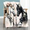 Horse6 Customize Text Blanket Lightweight Customizable Blanket Ultra-Soft Versatile for Office Chair Office Nap Seaside Four Seasons Multipurpose